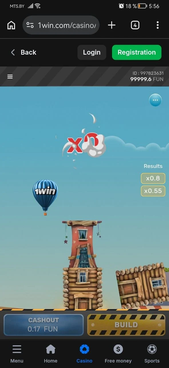 Tower Rush live gameplay process showing the multiplier grid