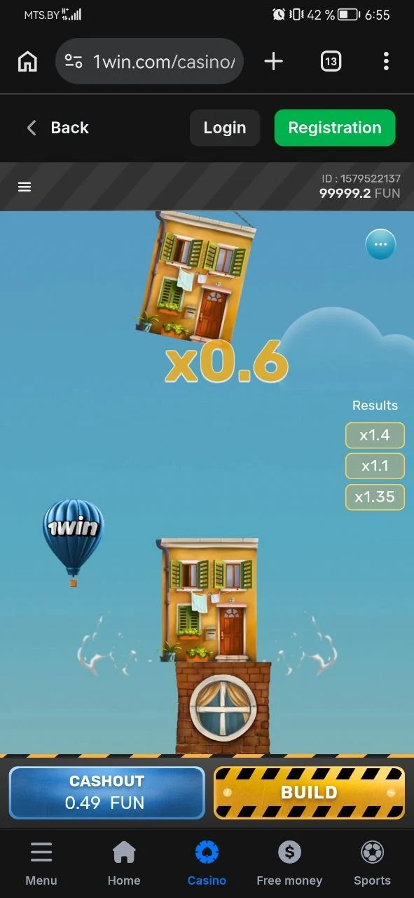 Tower Rush live gameplay showing multiplier grid